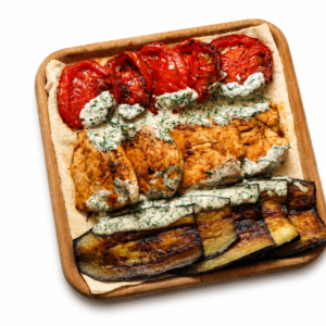 Fried chicken breast with vegetables