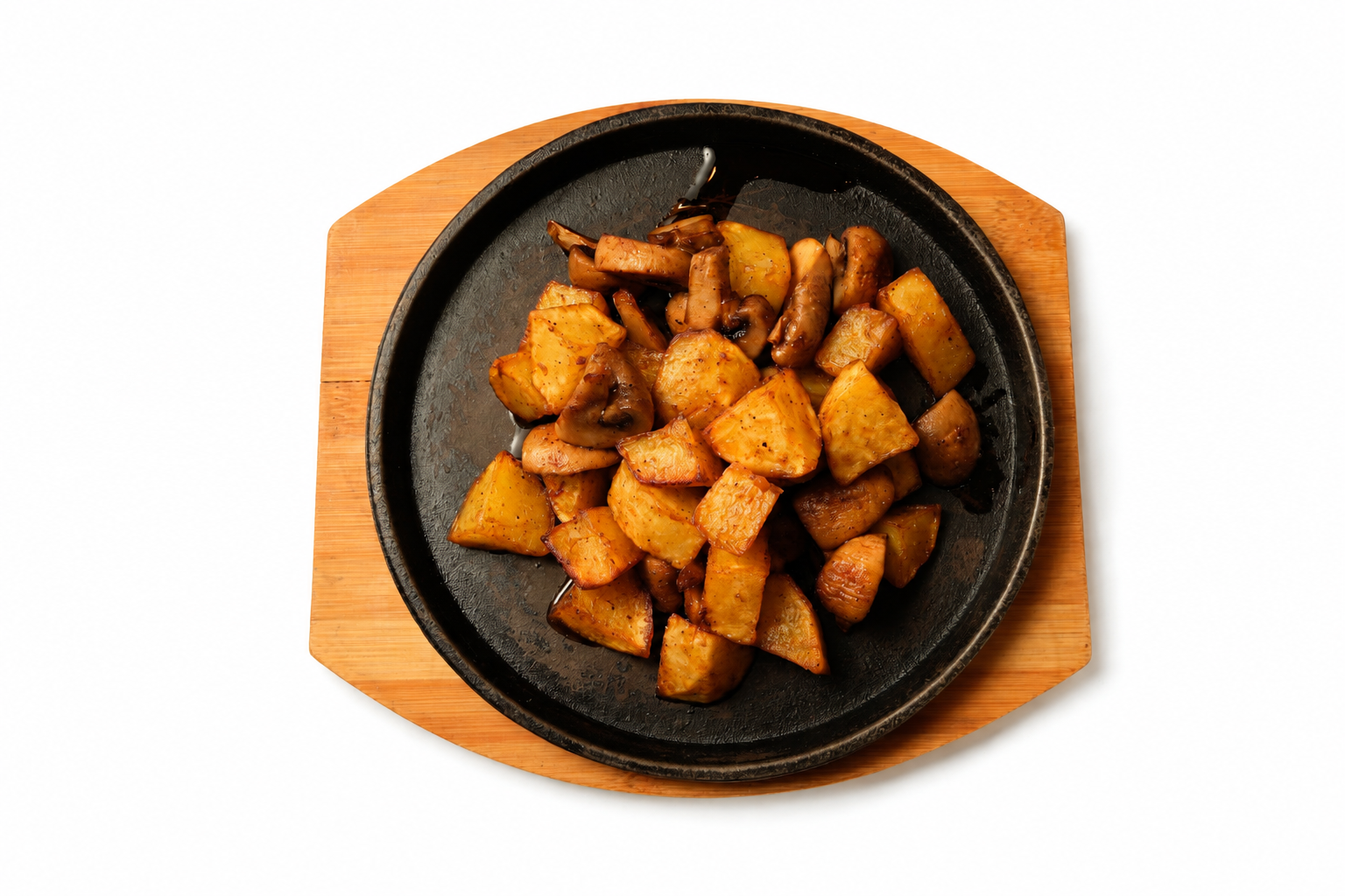 Fried potatoes with mushrooms